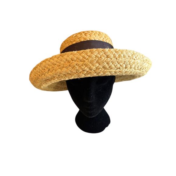 Scala Classic Straw Sun Hat Natural Grosgrain Ribbon Trim - Picture 5 of 7